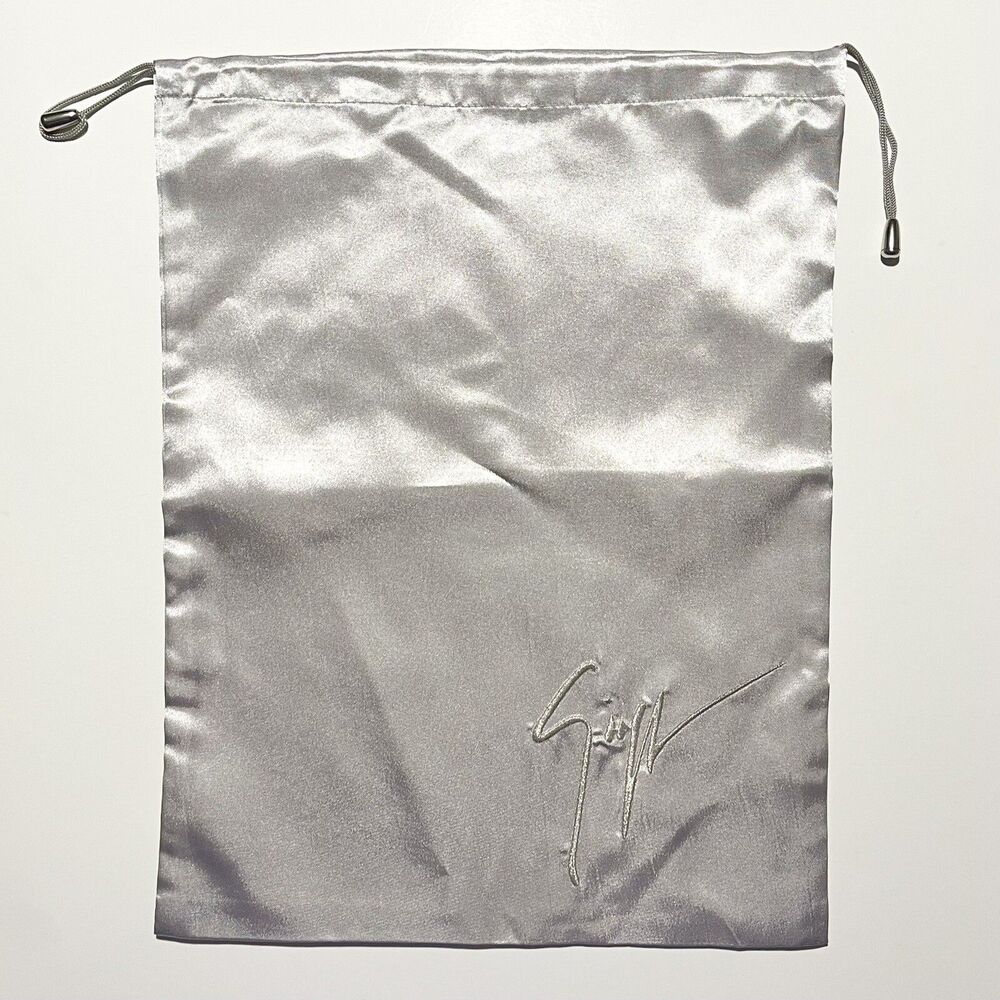 Giuseppe Zanotti Dust Travel Bag Silver Satin Storage 12" x 15.5" Made In Italy